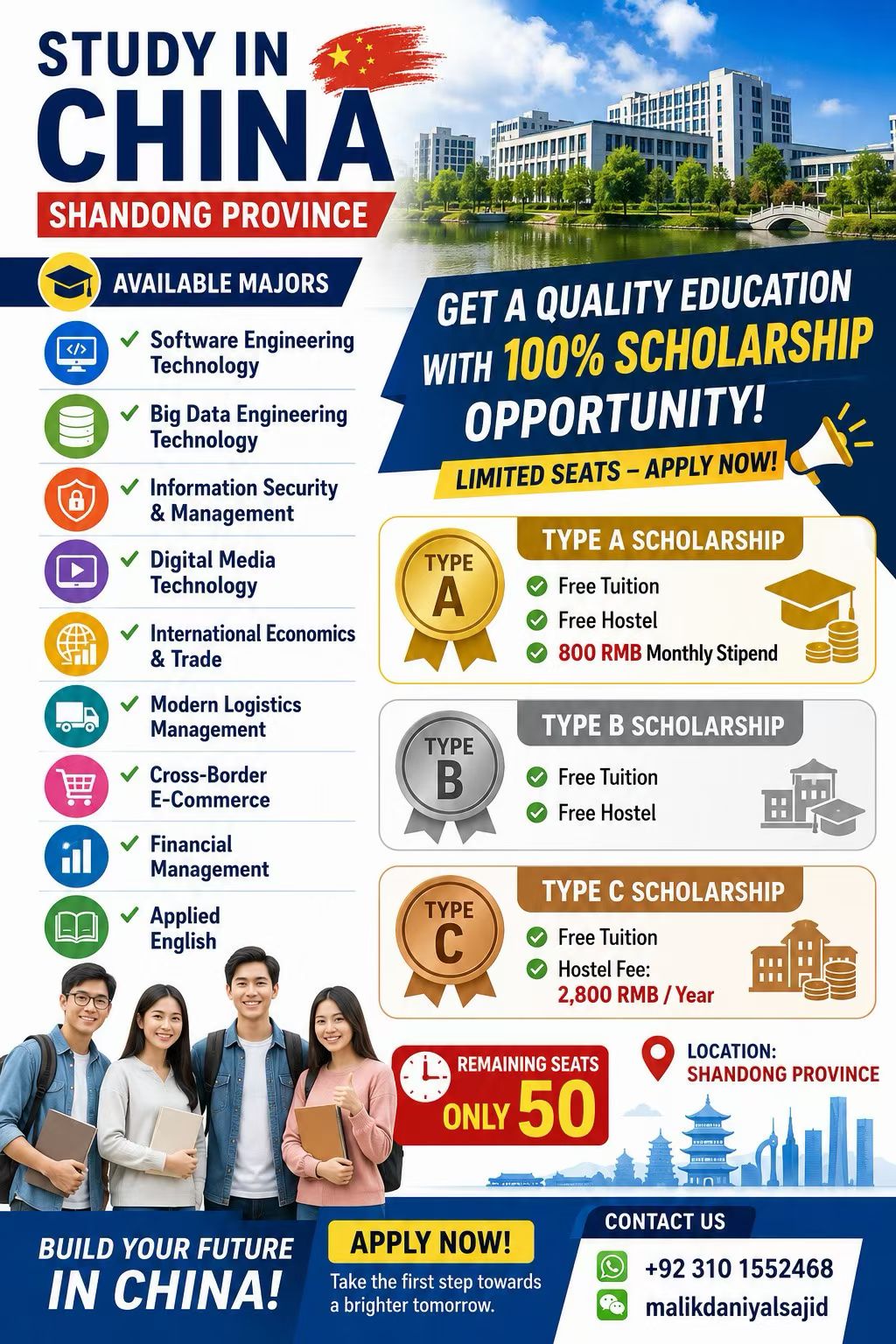 Study in China — Shandong Province, 100% Scholarship Opportunity