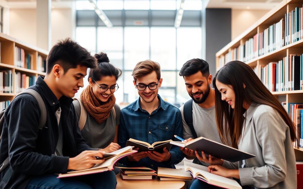 International students studying together